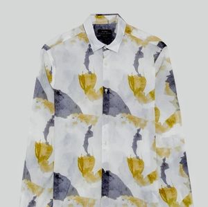 NWT Zara printed voile buttoned long sleeve shirt